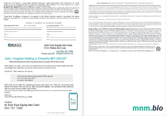 USA Oregon Rogue Bank wyciąg z kredytu hipotecznego w formatach Word i PDF, 4 strony 3-4
